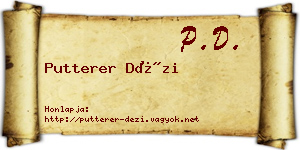Putterer Dézi névjegykártya